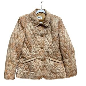 FE Edition Women's Quilted Puffer Jacket in Tan Size 6